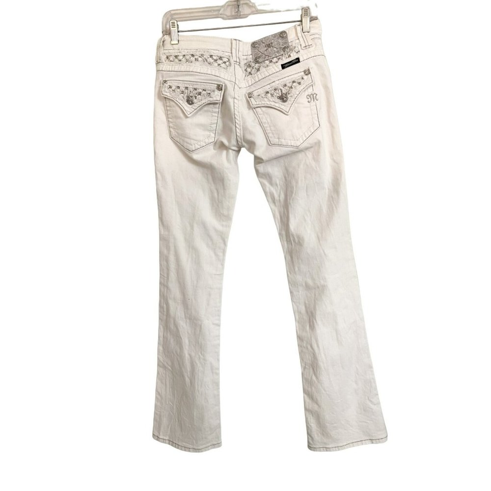 Miss Me Jeans White Bootcut Low Rise Embellished Bling